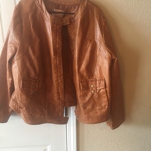 Orange faux leather jacket